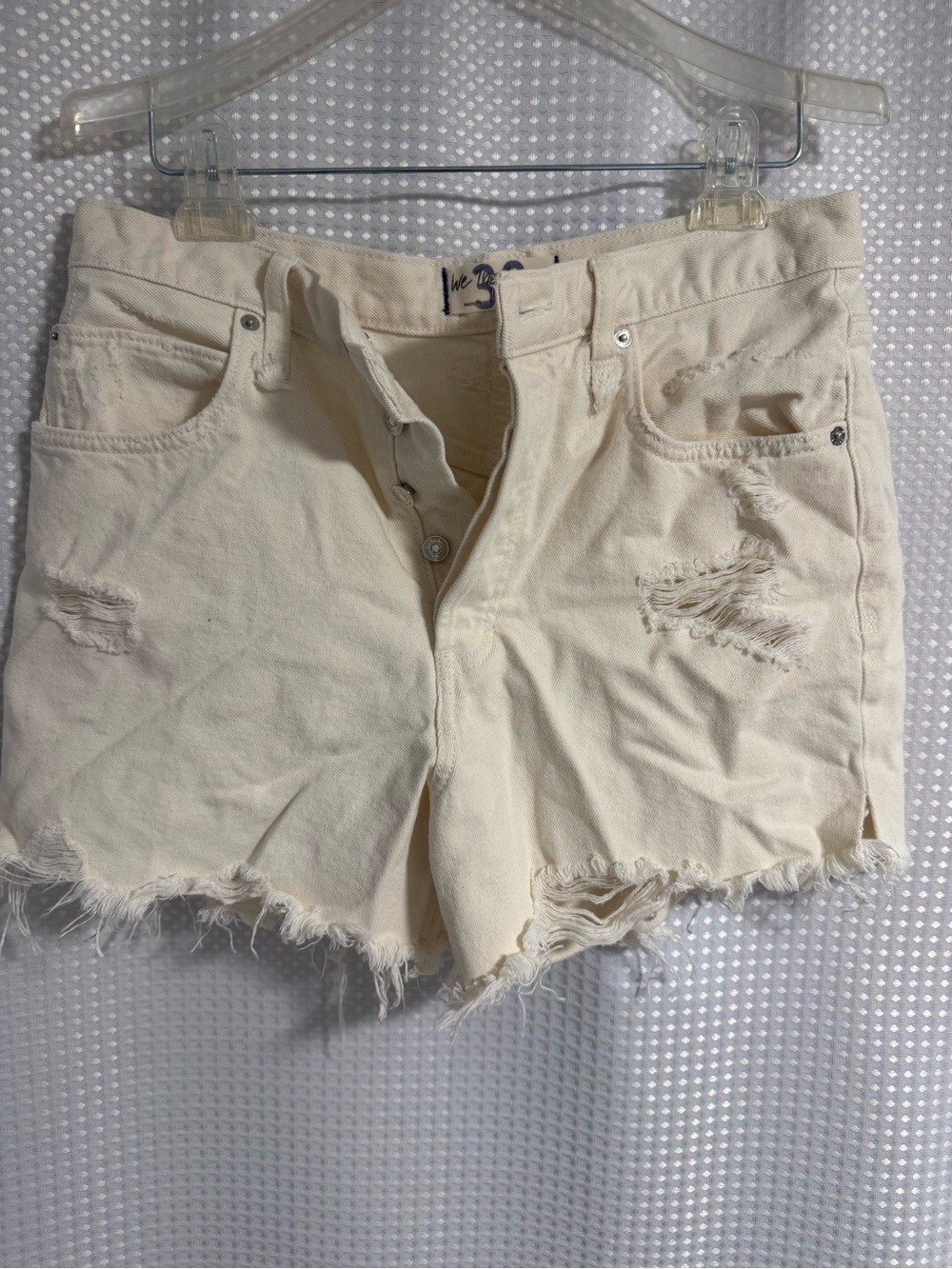 We The Free White Distressed High-Rise Denim Shorts